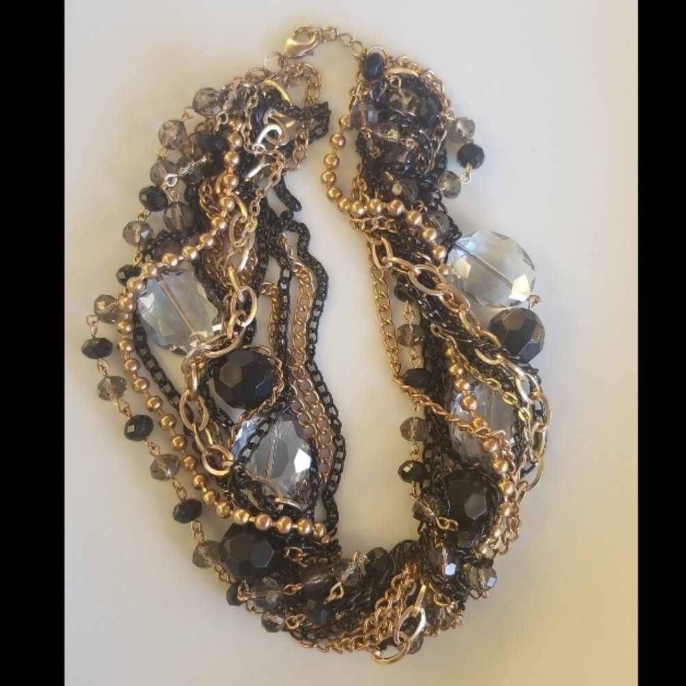 Statement Necklace multi layered beads black gold - Picture 6 of 6